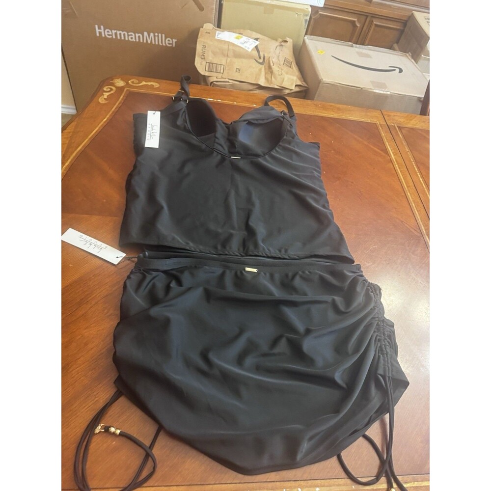Nicole Miller Tankini with ruched swim skirt black size 3X~NWT - Picture 11 of 11